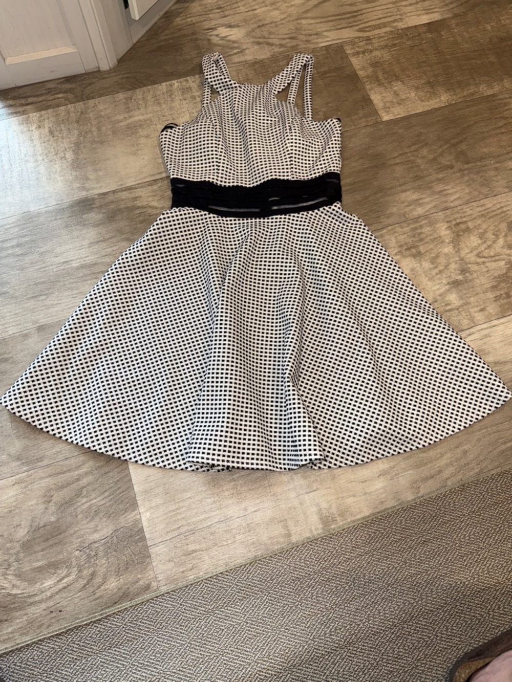 City Studio Black and White Gingham Fit-and-Flare Dress